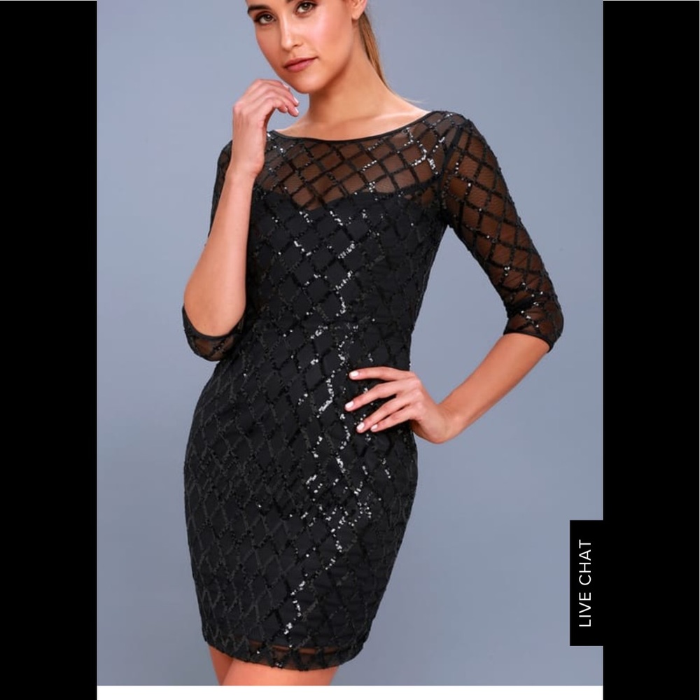 Black Sequin Bodycon Dress